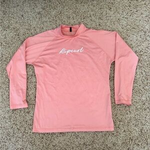 RIP CURL GIRLS SCRIPT LONG SLEEVE RASH VEST - UPF 50+ (SALMON)